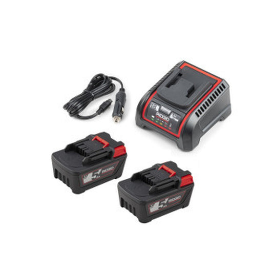 RIDGID Akkusatz 18V 5,0 Ah – 2× Akku (56518) & Ladegerät RBC-30 (56523) für Ridgid & Viega